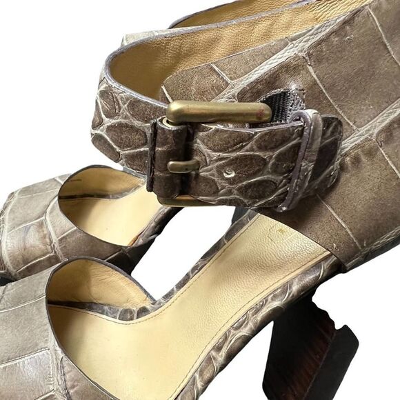 Coach Maze Embossed Croc Peep Toe Platform Heels - Picture 3 of 13